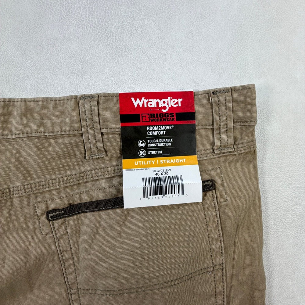NEW Wrangler Riggs Workwear Mens 46x30 Utility Straight Leg Pants Tan 103W031EW - Picture 8 of 13